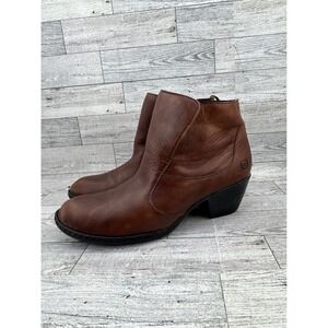 Born Shoes Brown Leather Ankle Boots Women Size‎ 7 Heel Comfort Shoes